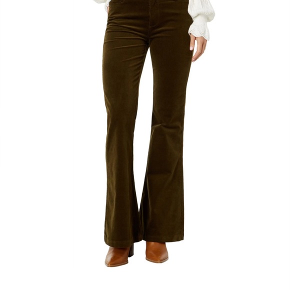 PAIGE - NWT! Genevieve Flare Jeans in Dark Brushed Olive Corduroy - Picture 4 of 9